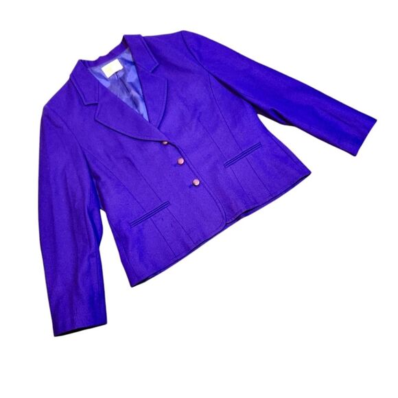 Vintage 80s Pendleton Virgin Wool Jacket Blazer Purple Grandpa Boho Cottage L - Picture 2 of 8